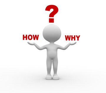 A small figure looking confused asking a question.