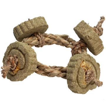 A & E Cages Nibbles 4 Way Circle Rope Hay Small Animal Chew Toy
