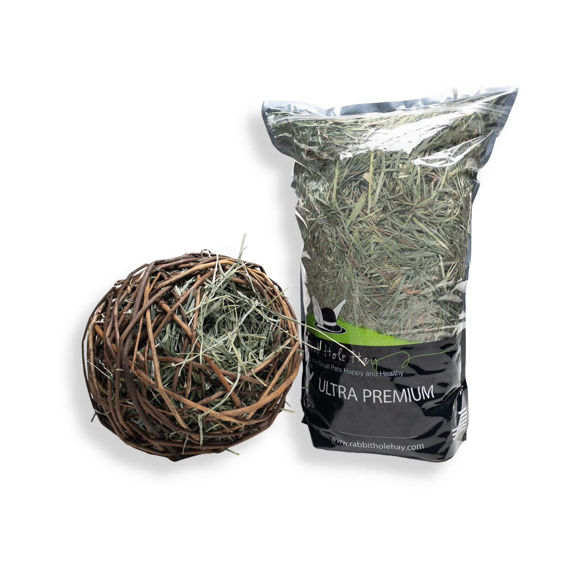 Stuffable All Natural Willow Chew Ball - XLarge with 24oz Hay