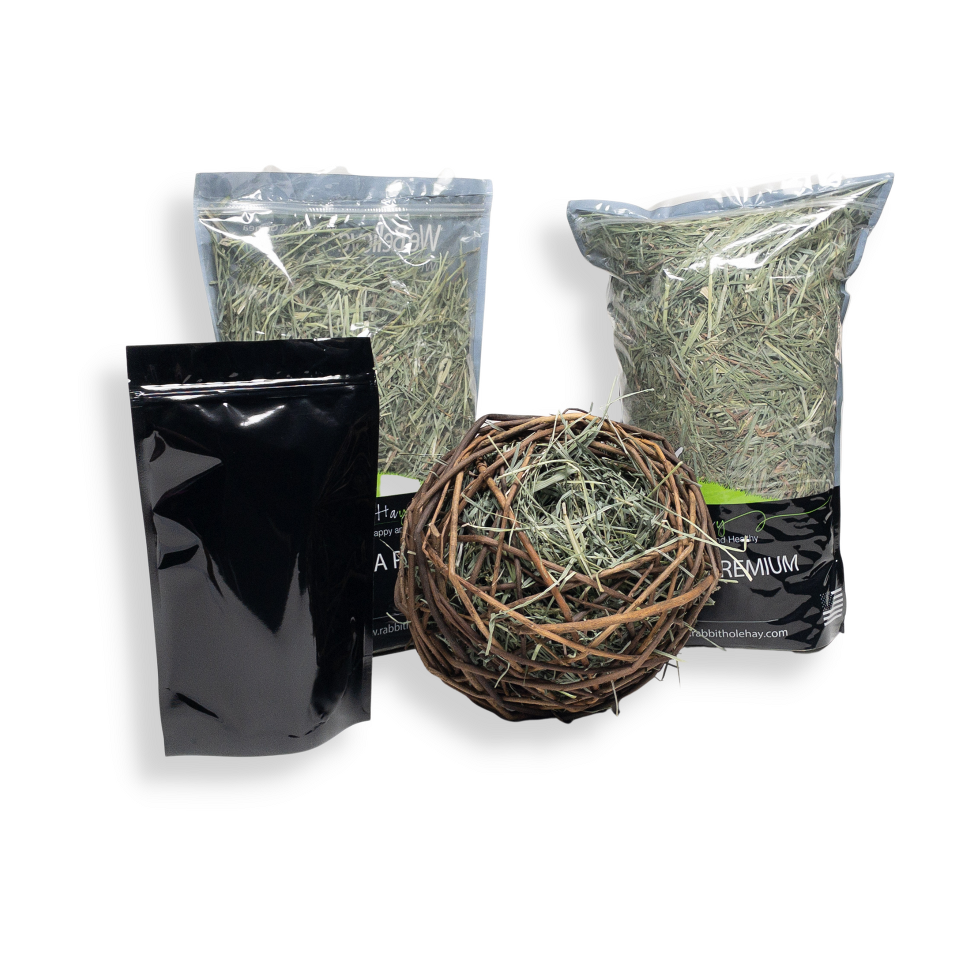Stuffable All Natural Willow Chew Ball - XLarge with all 3 Sizes of Hay