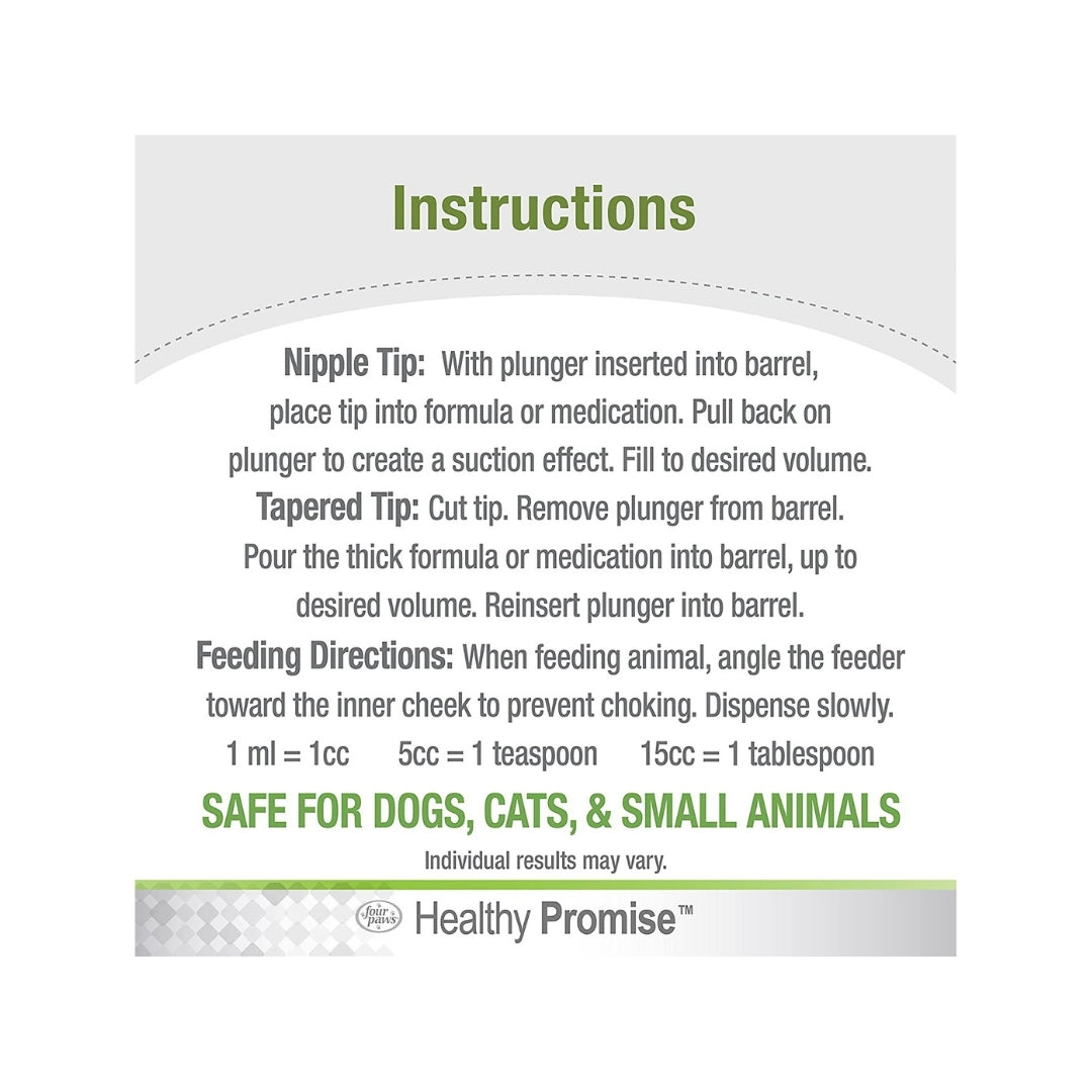 Four Paws Easy Feeder Hand Feeding Syringe 2 count - Front view with easy-to-use design for feeding small animals.