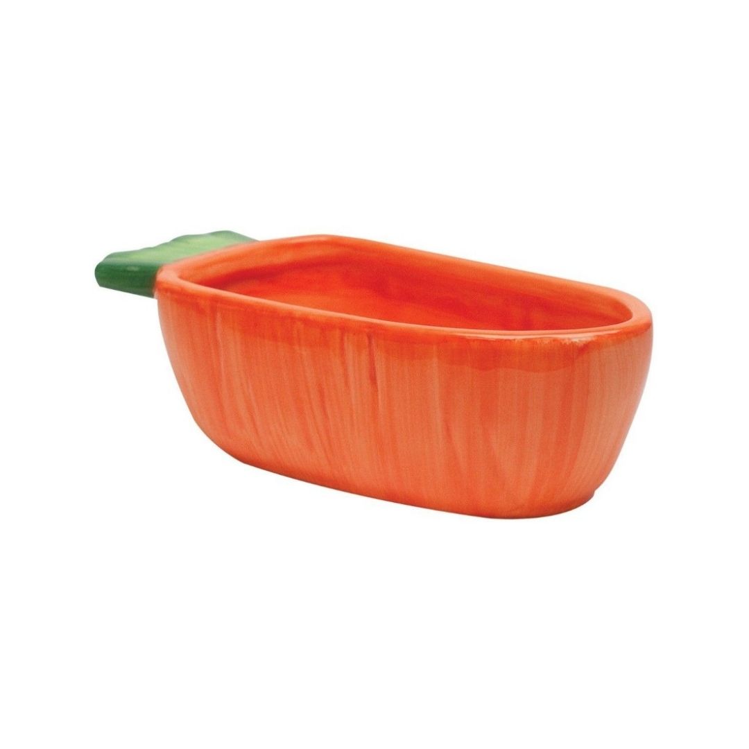 Kaytee Vege-T-Bowl Carrot Large Food Dish top view orange color carrot shape