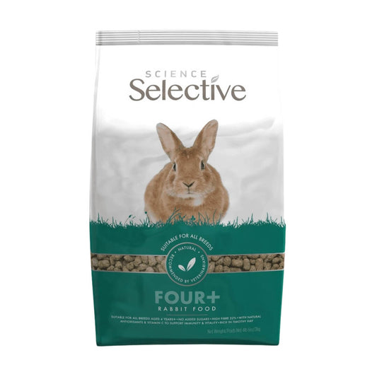 Selective 4+ Mature Rabbit Food 4 lb bag - Front view - Fresh, nutritious pellets for senior rabbits - Elderly bunny food Supreme Pet Foods