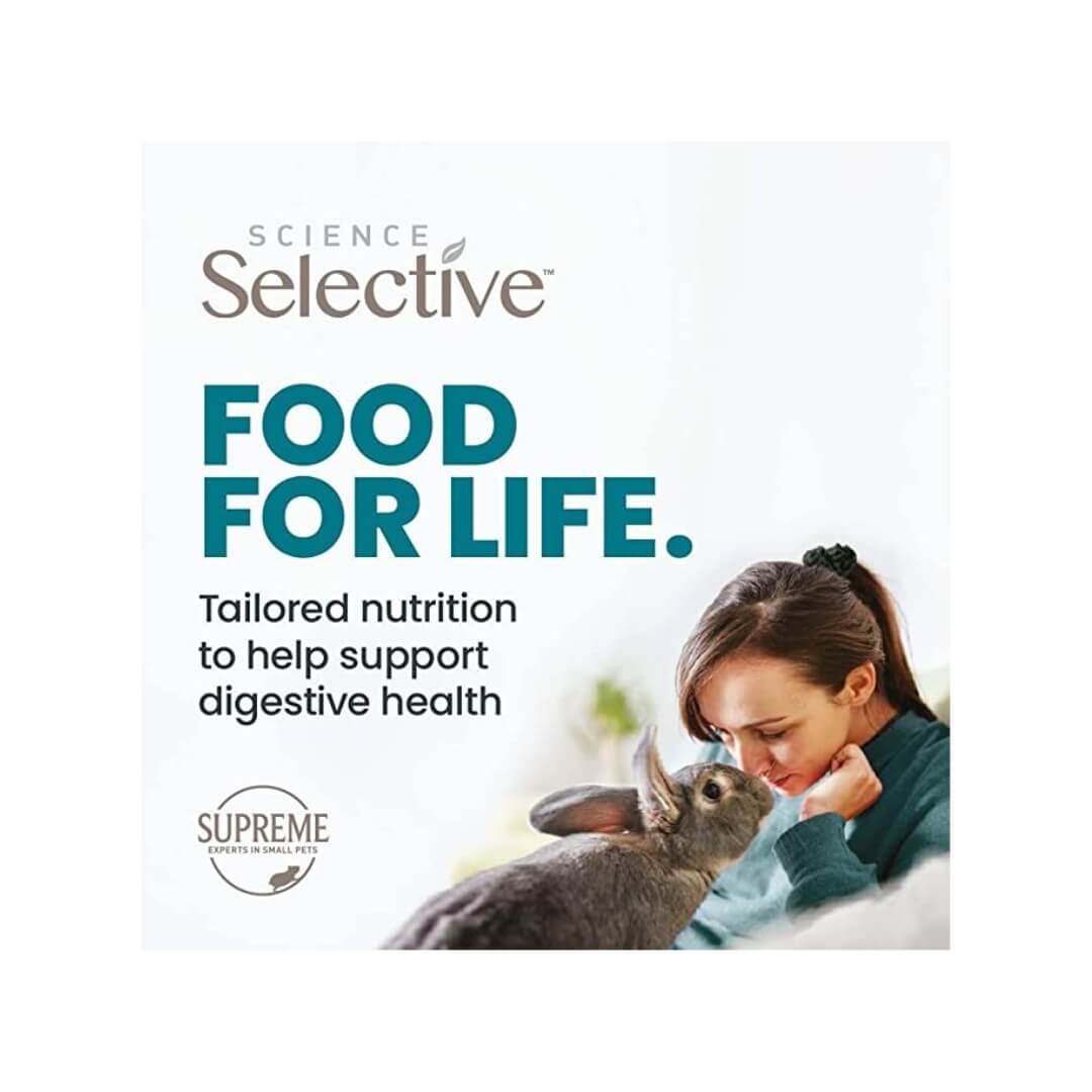 Front view of Supreme Pet Foods Selective 4+ Mature Rabbit Food 4 lb bag - enriched for senior rabbits.