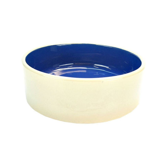 Front view stoneware small animal dish in jumbo size for pets like rabbits, ferrets, and guinea pigs.