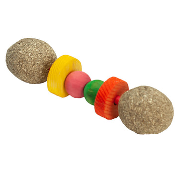 A & E Cages Nibbles Hay Dumbbell Small Animal Chew Toy
