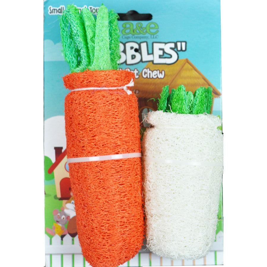 A & E Cages Nibbles Small Animal Loofah Chew Toy Large Daikon