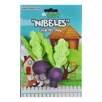 A & E Cages Nibbles Small Animal Loofah Chew Toy Turnips