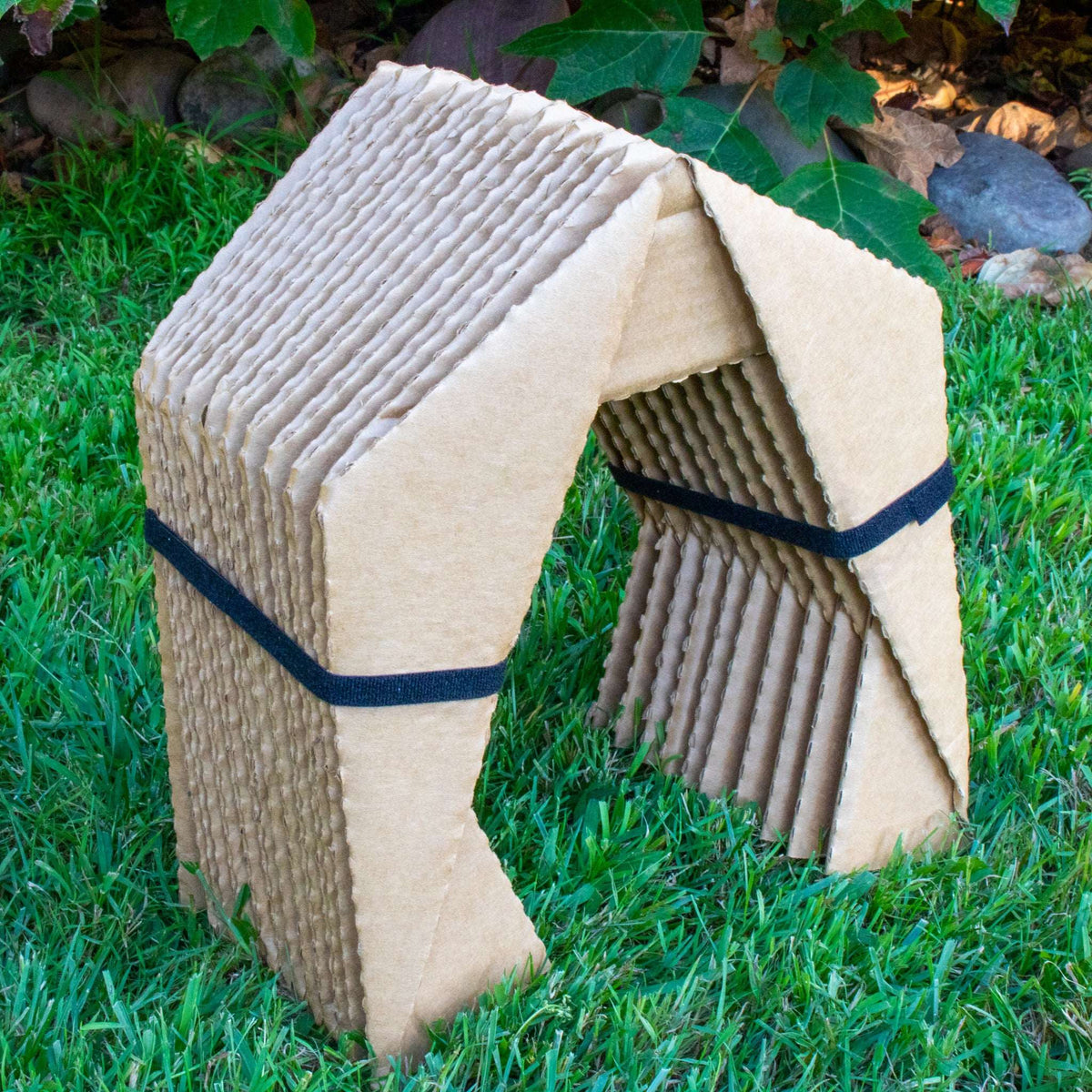 BinkyBunny Tunnel Haven cardboard tunnel opened into a burrow path