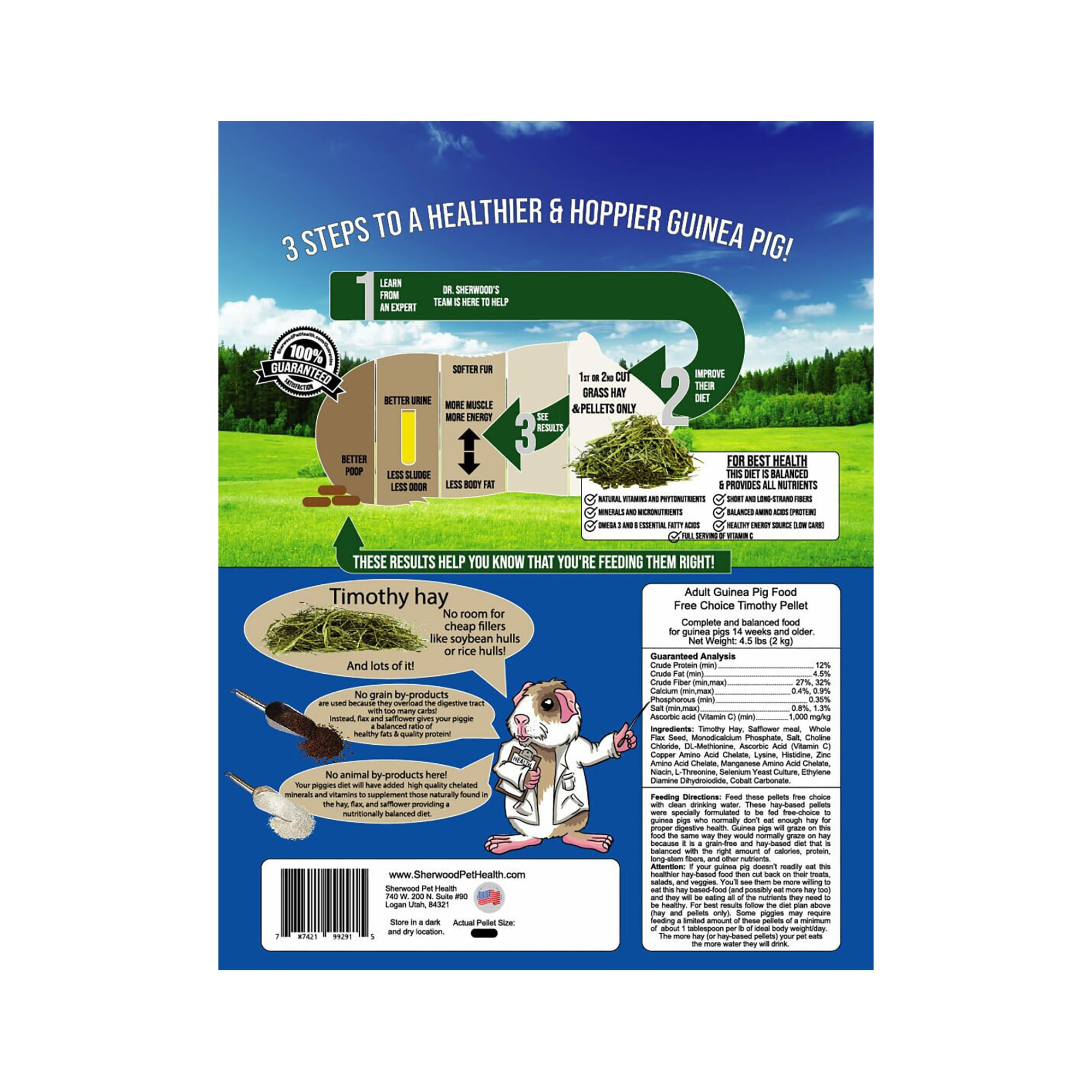 Sherwood - Adult Guinea Pig Food - Free Choice Timothy Pellet