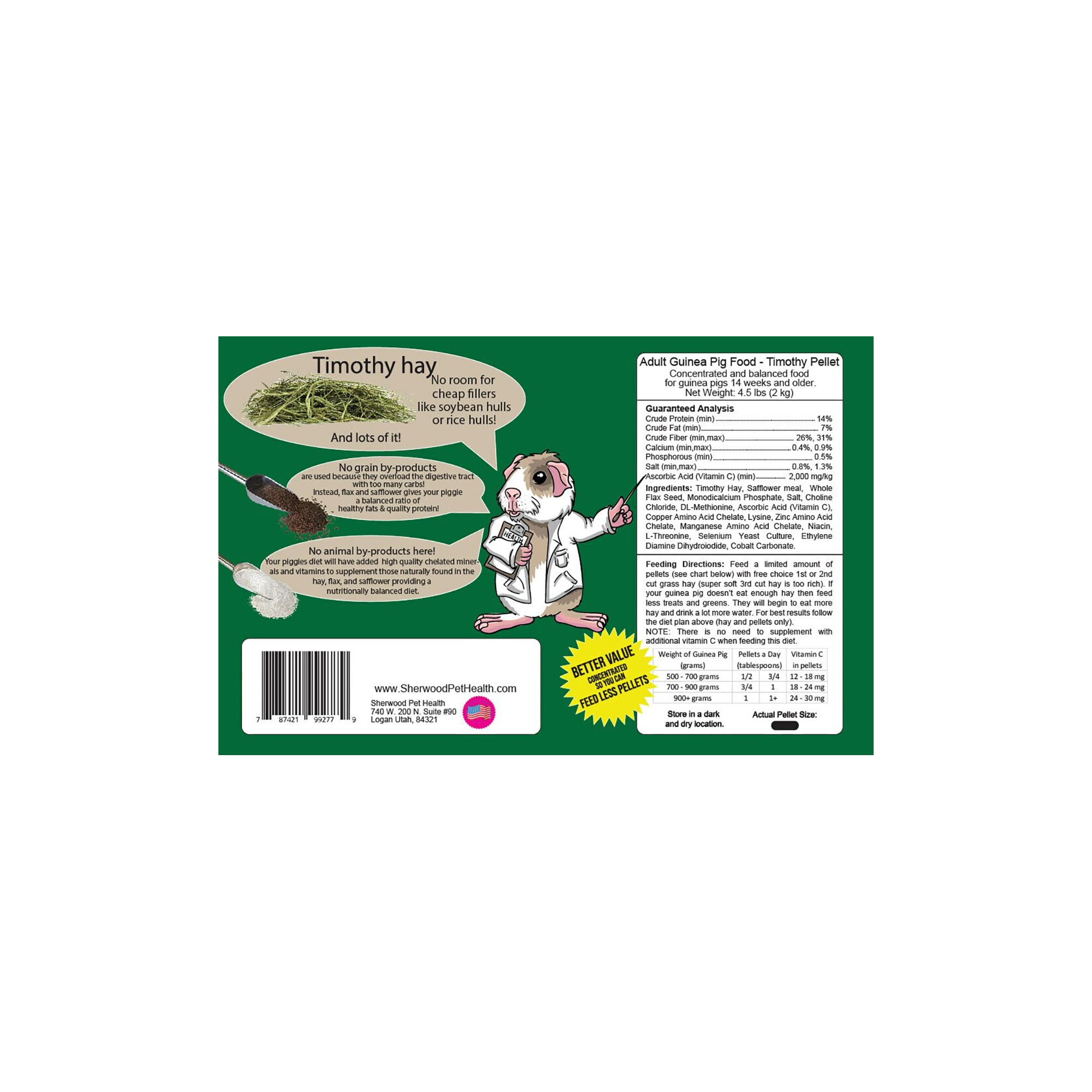 Sherwood - Adult Guinea Pig Food - Measured Timothy Pellet