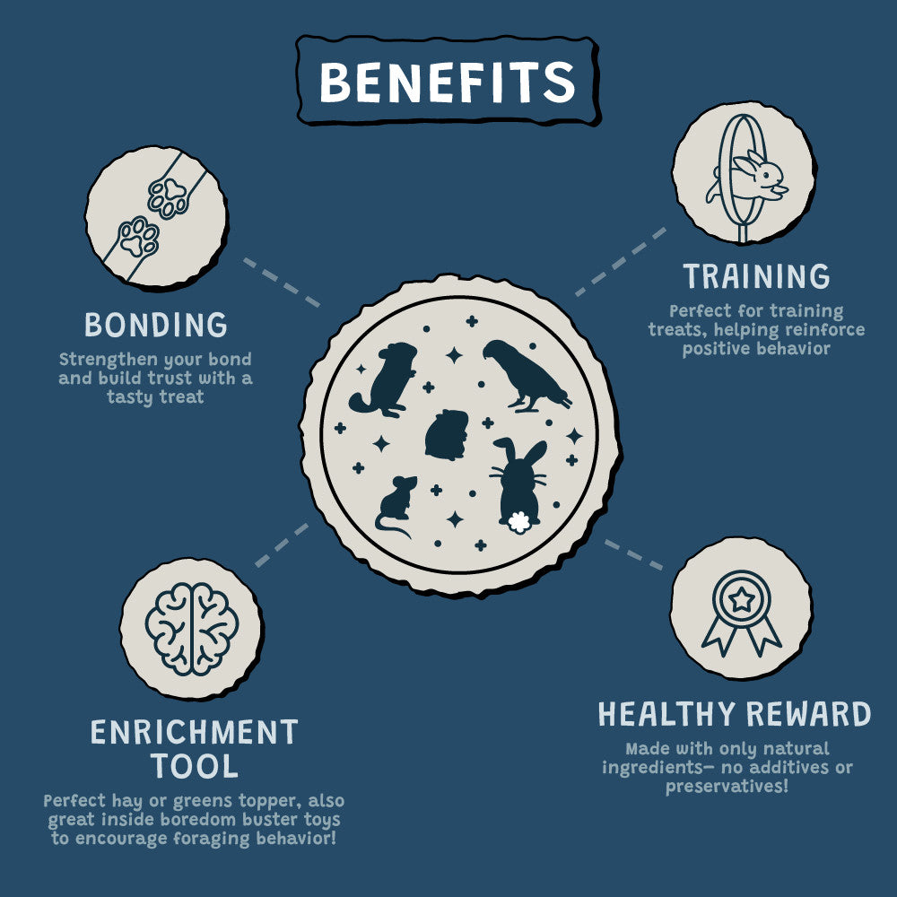 Nature’s Bites benefits chart highlighting bonding, training, enrichment, and healthy rewards