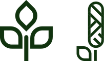 Two green leaf symbols on a white background