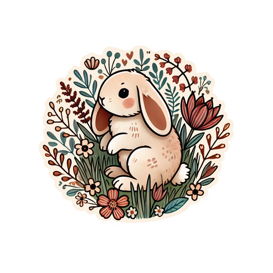 Sticker of rabbit in garden