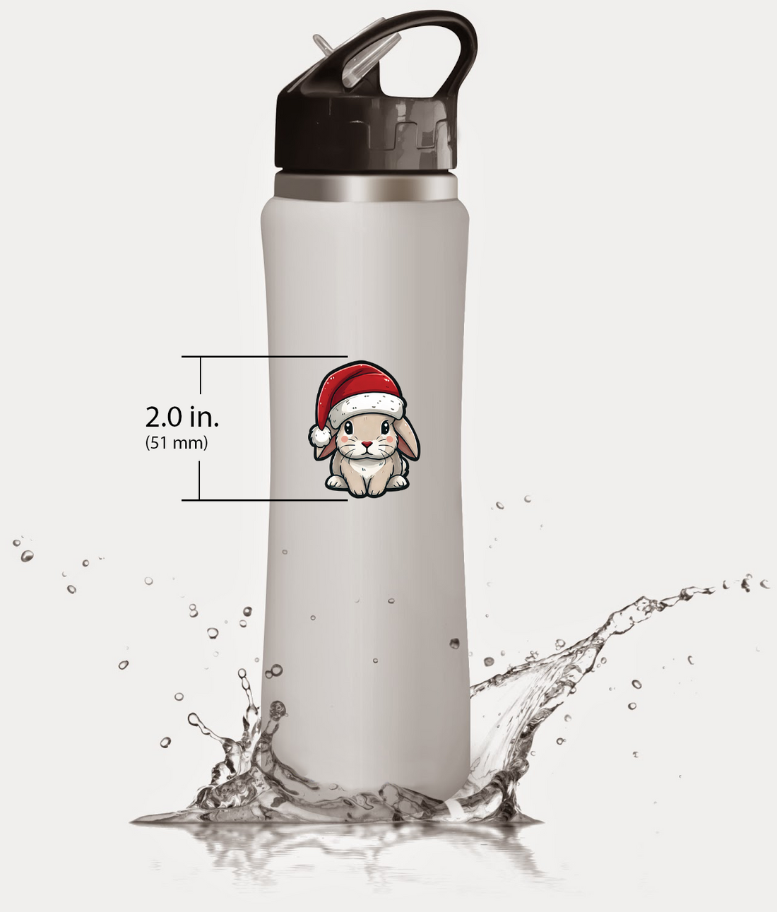 Holiday Santa Hat Bunny Sticker