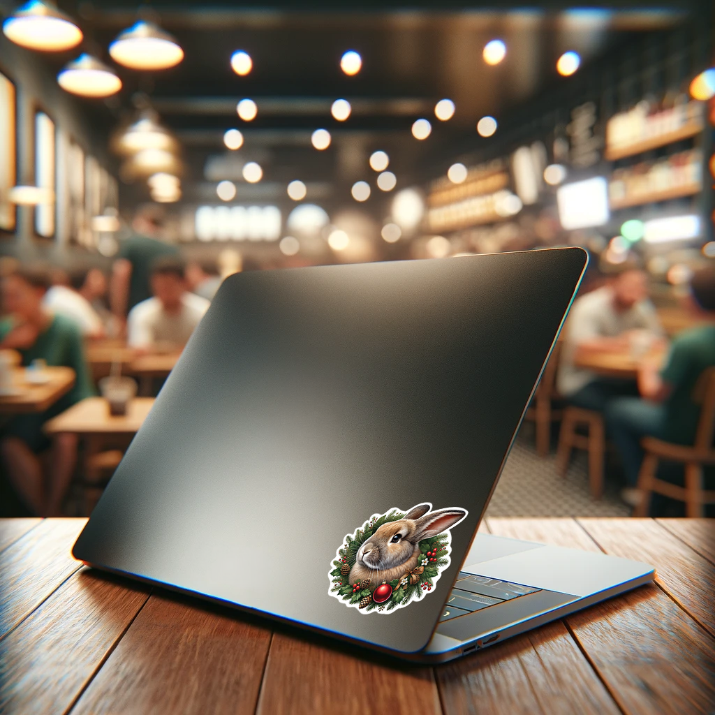 Holiday Wreath Bunny Sticker