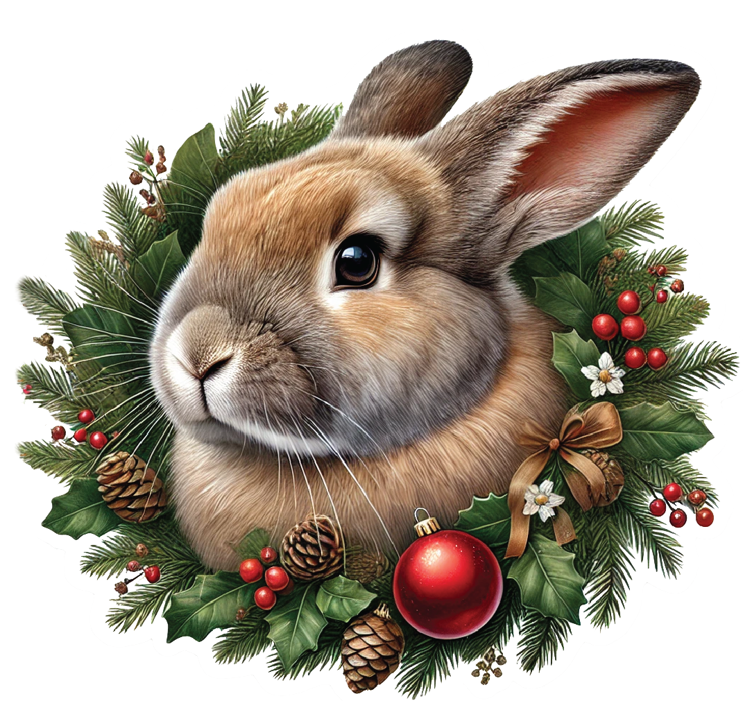 Holiday Wreath Bunny Sticker