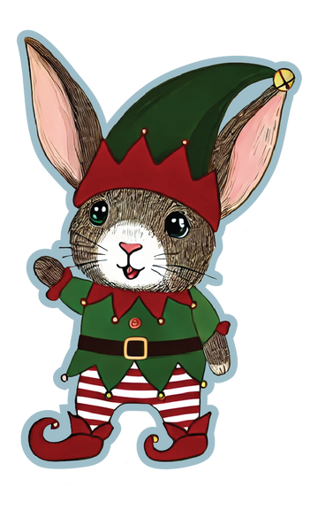 Festive Bunny Elf Sticker