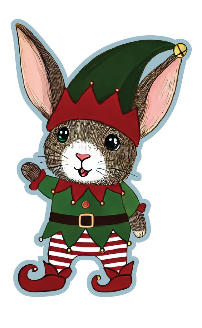 Festive Bunny Elf Sticker