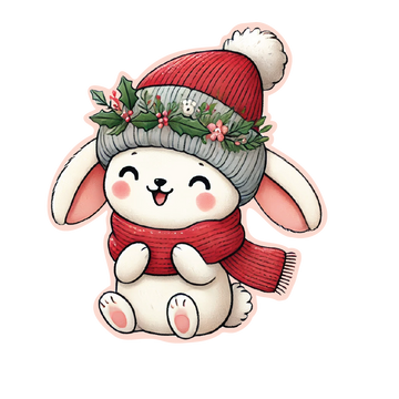 Frosted Holly Bunny Sticker