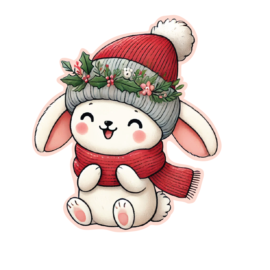 Frosted Holly Bunny Sticker