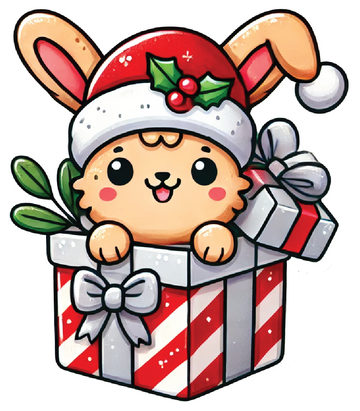 Holly Jolly Gift Bunny Sticker