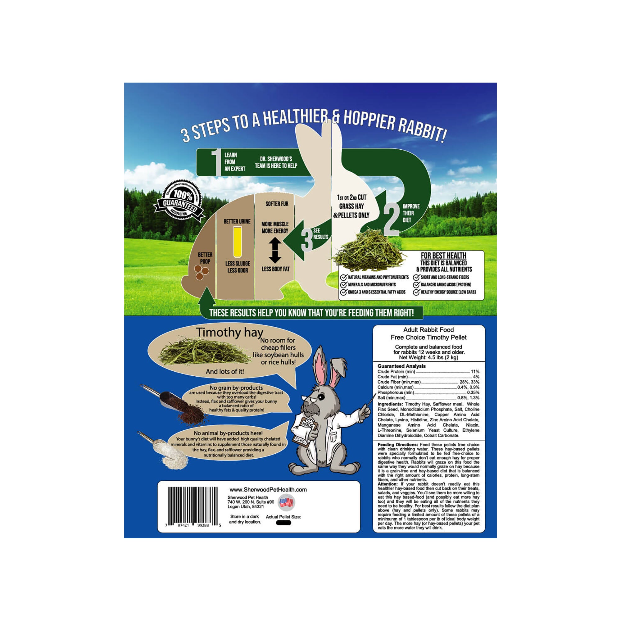Sherwood - Adult Rabbit Food - Free Choice Timothy Pellet
