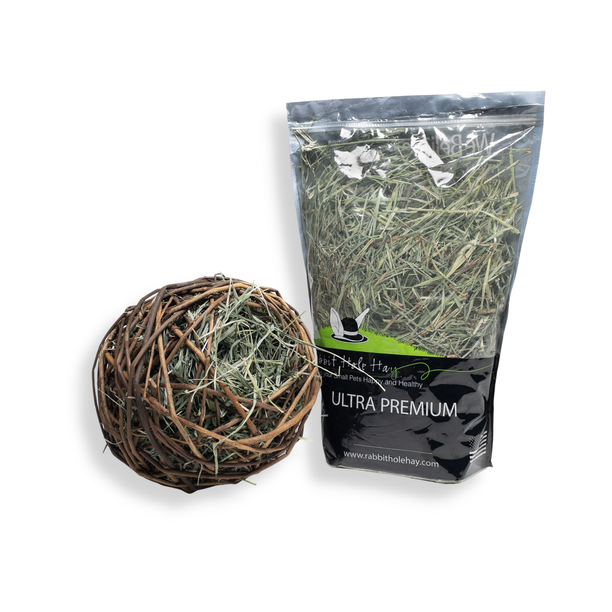 Stuffable All Natural Willow Chew Ball - XLarge with 12oz Hay