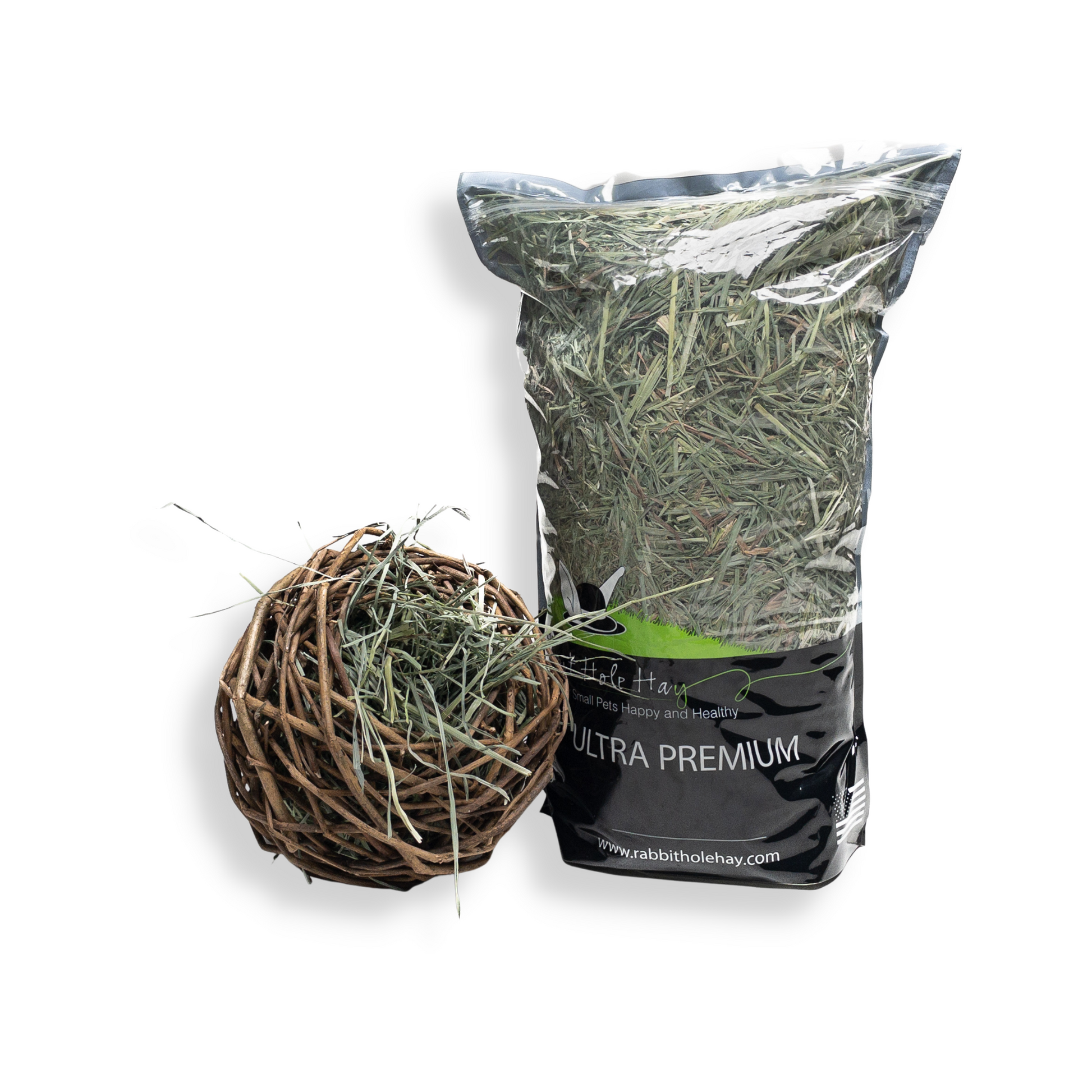 Stuffable All Natural Willow Chew Ball - Large with 24oz Hay