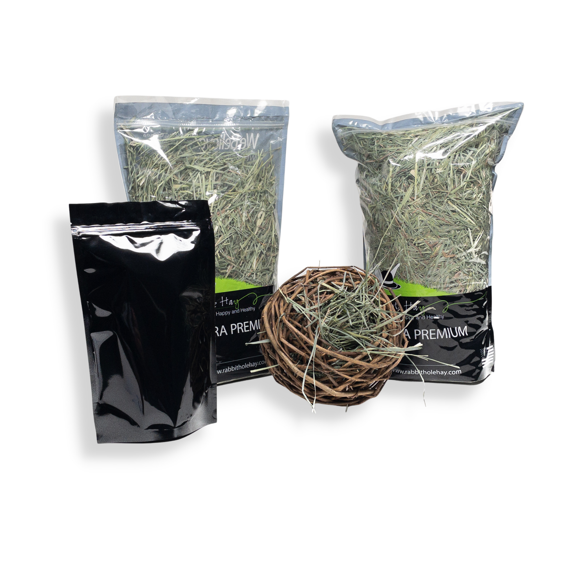 Stuffable All Natural Willow Chew Ball - Large with all 3 Sizes of Hay