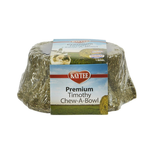 Kaytee Premium Timothy Chew-A-Bowl 1 count - Front view of edible Timothy hay bowl for small pets, perfect for feeding and gnawing.