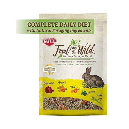 Kaytee Food From The Wild Rabbit 4 lb package viewed from the front with fresh natural ingredients.