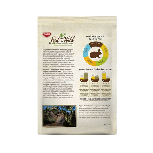Healthy rabbit food with natural ingredients like timothy hay, rose hip, and marigold flowers.