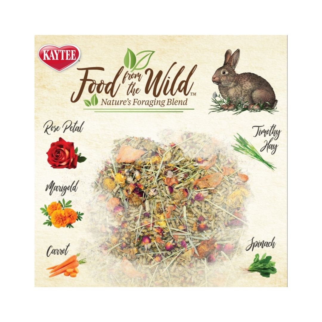 Kaytee Food From The Wild Rabbit 4 lb - Side view of natural, premium rabbit food blend with fresh ingredients.