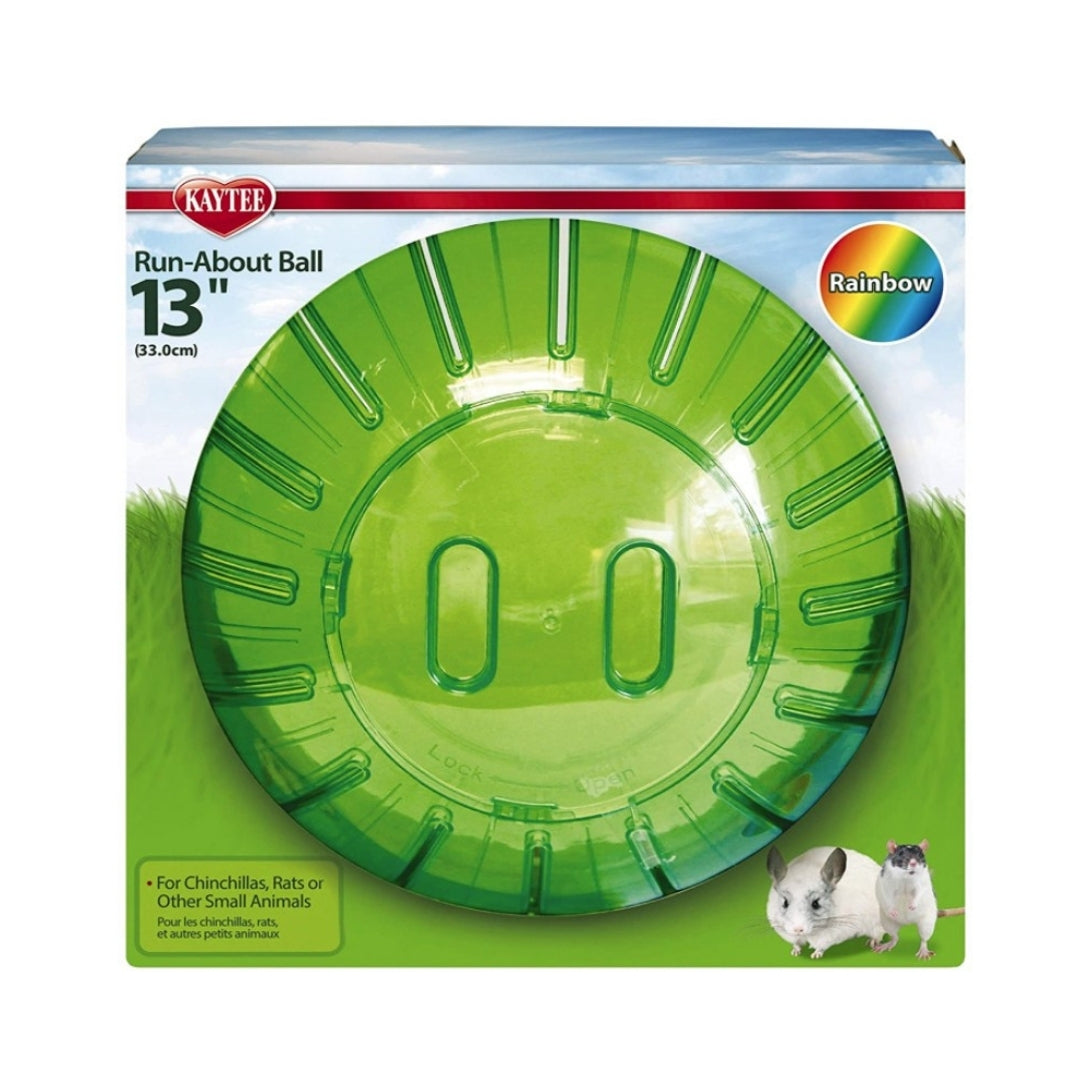 Kaytee Run About Ball for Small Animals, Mega - 1 count - Side view, colorful design with holes for ventilation.