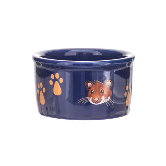 Colorful Paw Print Small Animal Food Bowl, Front View, 1 count
