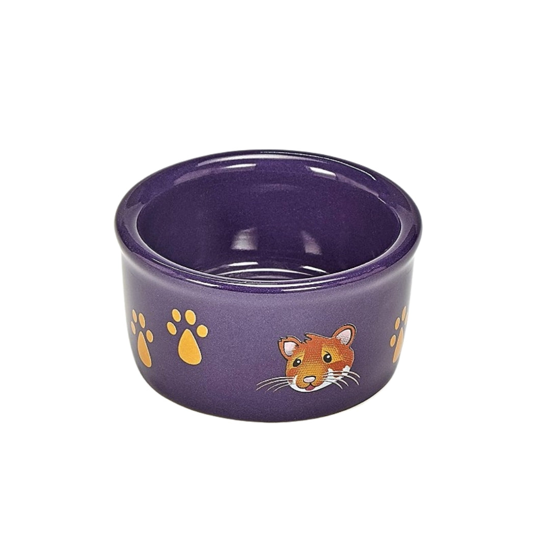 Kaytee Paw Print PetWare Crock 1 count - Colorful paw print design on front - Side view