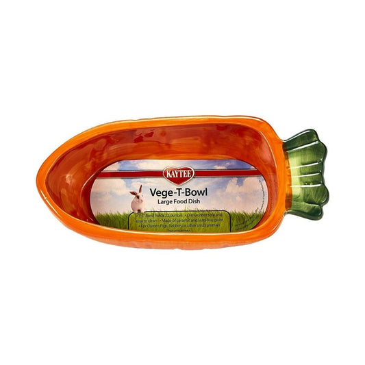 Large orange carrot shaped food dish for small animals.
