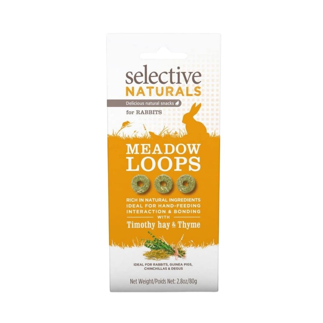 Supreme Pet Foods Selective Naturals Meadow Loops front view hay for small pets.
