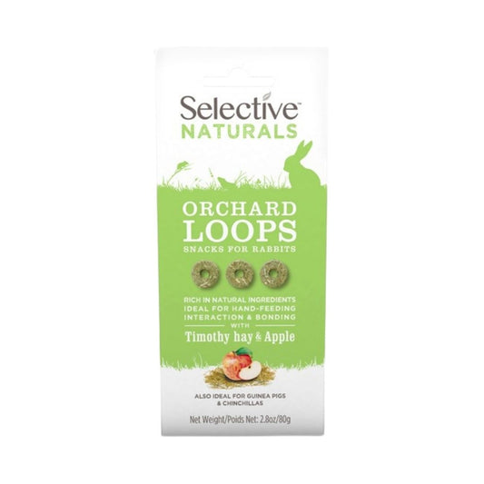 Supreme Pet Foods Selective Naturals Orchard Loops 2.8 oz front view with assorted flavors for small pets